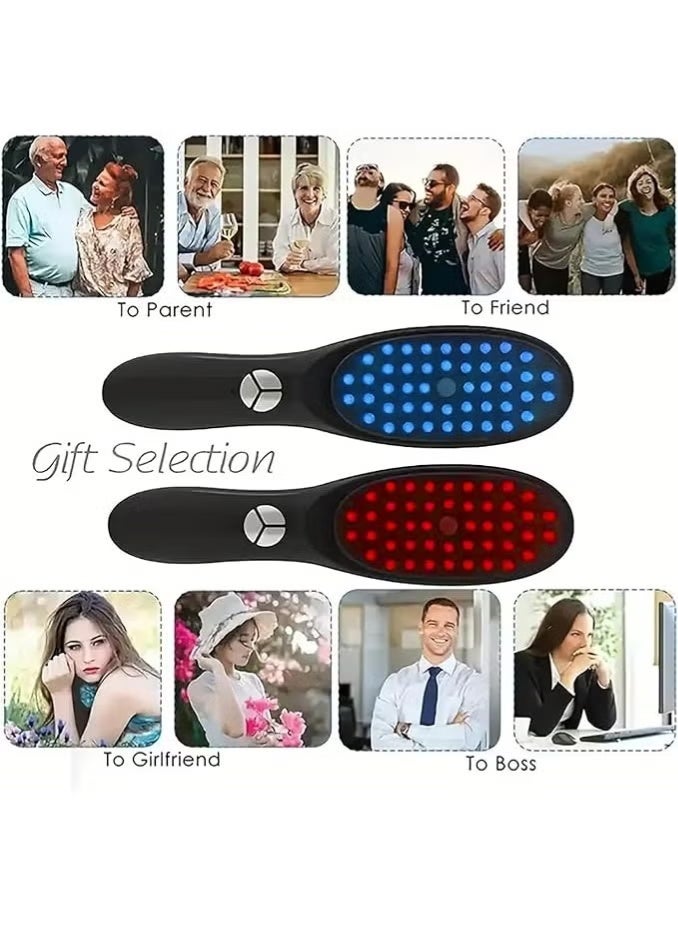 فرشاة نمو الشعر، مشط تدليك فروة الراس بالاهتزاز والبخار للعلاج بالضوء الاحمر/الازرق، فك تشابك الشعر الكثيف/المجعد/الناعم، وتحفيز نمو الشعر - كود 6931 - Image 2