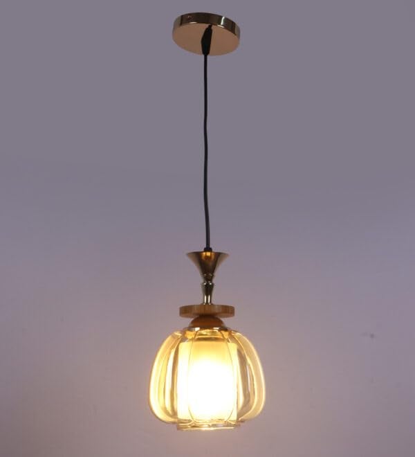 ELIANTE Modern Glass Hanging Light for Living Room & Dining Area | Metal Ceiling Lamp with Elegant Glass Shade | 3 Years Warranty | Free Bulb (Velante) - Image 5