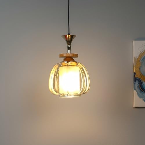 ELIANTE Modern Glass Hanging Light for Living Room & Dining Area | Metal Ceiling Lamp with Elegant Glass Shade | 3 Years Warranty | Free Bulb (Velante) - Image 1