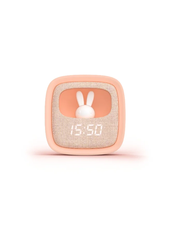 موب ساعة منبه وضوء ليلي بتصميم عصري ولون وردي، مثالية لغرفة النوم أو الأطفال، تجمع بين المنبه والضوء الليلي وسهلة الاستخدام