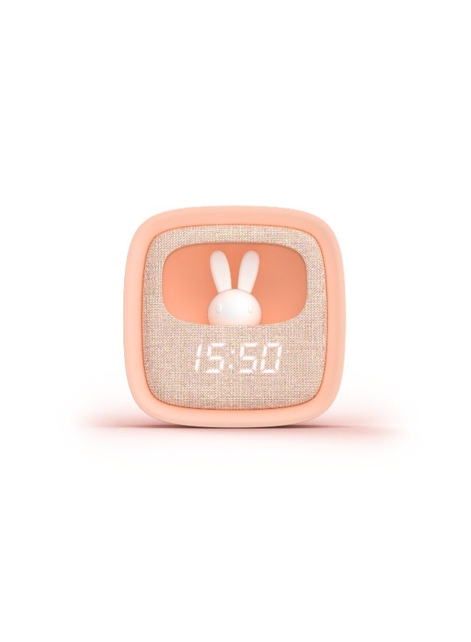 موب ساعة منبه وضوء ليلي بتصميم عصري ولون وردي، مثالية لغرفة النوم أو الأطفال، تجمع بين المنبه والضوء الليلي وسهلة الاستخدام - Image 1