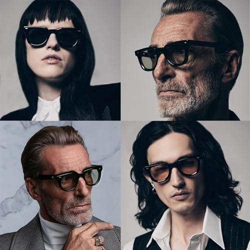 PORADAY Square Sunglasses for Women Men Trendy Thick Frame Sun Glasses Black Shades (Orange/Blue) - Image 2