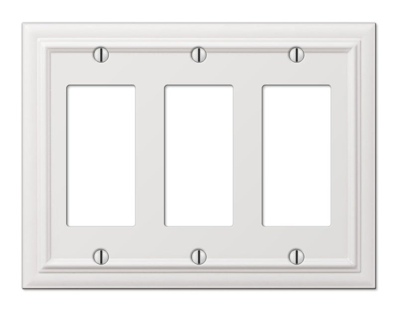 Amerelle 94RRRW Continental Wallplate 3 Rocker Cast Metal White 1Pack