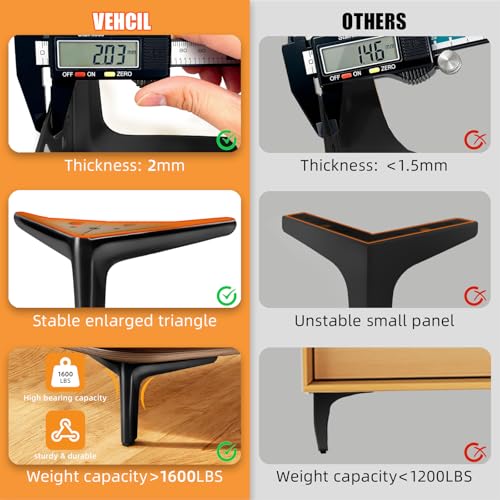 VEHCIL 4.7-inch Furniture Legs, Legs for Furniture Set of 4, Modern Furniture Feet for Cabinet Sofa Couch Table Chair Bed Dresser Wardrobe Risers DIY Replacement-Brushed Satin Nickel - Image 5
