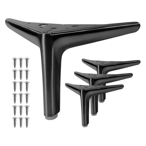 VEHCIL 4.7-inch Furniture Legs, Legs for Furniture Set of 4, Modern Furniture Feet for Cabinet Sofa Couch Table Chair Bed Dresser Wardrobe Risers DIY Replacement-Brushed Satin Nickel - Image 1