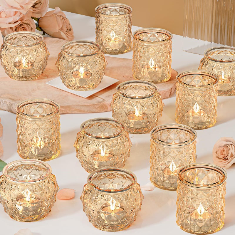AltarreT 36pcs Gold Votive Candle Holders for Table Centerpiece, Glass Tea Light Candle Holder Set for Wedding Decor Home Party Decoration - Image 1