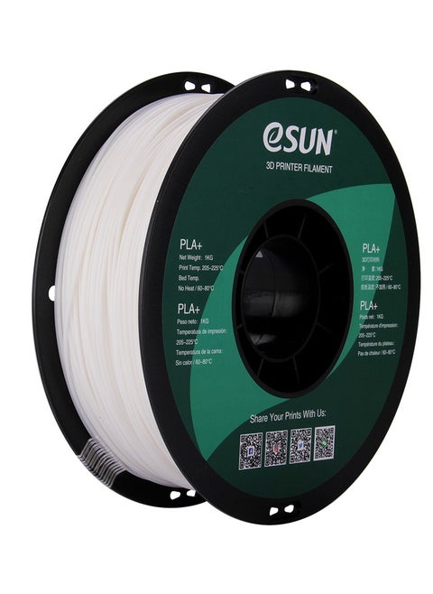 Esun 3D Printer Filament PLA+ 1.75 mm Dimensional Accuracy +/- 0.05 mm 1 Kg (2.2 lbs) Spool 3D Printing Material for 3D Printers – White