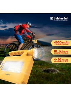 GOLD MEDAL Goldmedal Trippo 10W LED IP54 Protection Solar Rechargeable Flood with Torch Cool Daylight 6500K Red Blue Pack of 1 Three Modes Lighting 750 Lumens Monocrystalline Solar Panel  - Image 4