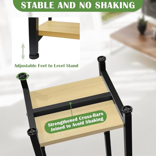 Dipion Tall Plant Stand Indoor,31 Inch Plants Stands,2 Tier Metal Plant Stand with Heavy Duty Wood,Yellow Oak and Black - Image 3