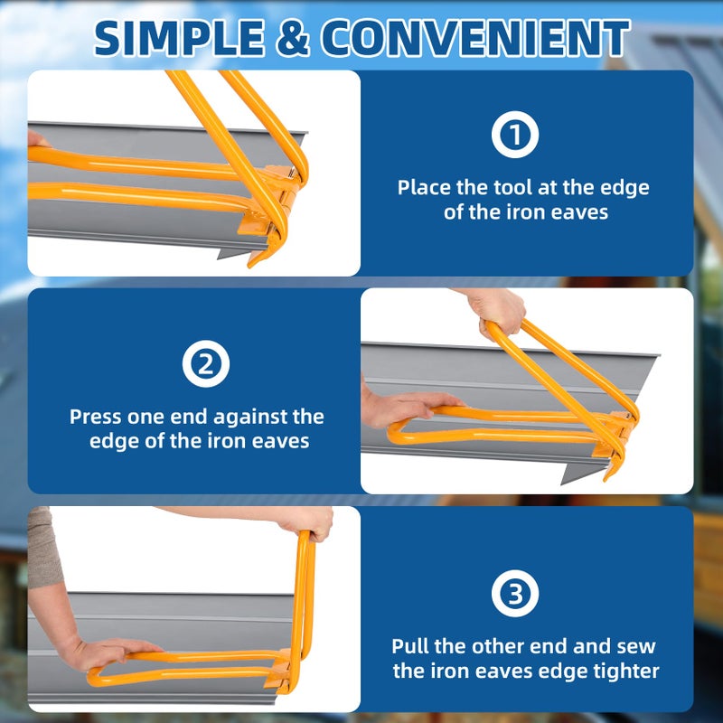 ZSUCC Updated Standing Seam Roofing Tool, Roofing Drip Edge Folding Tool for Roofer and Sheet Metal Worker, High-strength Metal Eaves Seam Locker - Image 4
