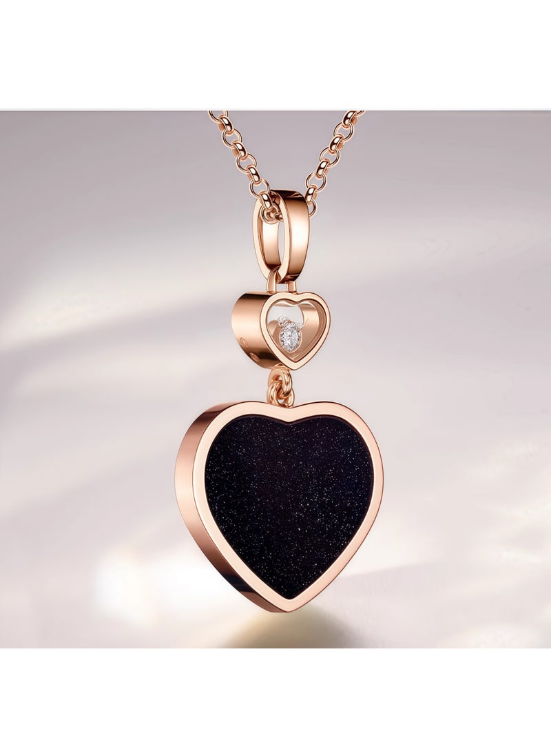 Chopard Chopard 18K Rose Gold Midnight Blue Heart Diamond Necklace Pendant New Gift  - Image 5