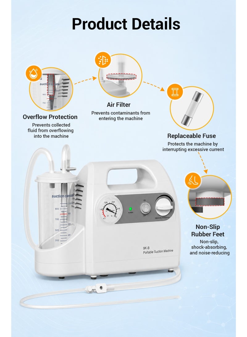 Varon Portable Suction Apparatus for Liquids, Portable Phlegm Suction - Image 4