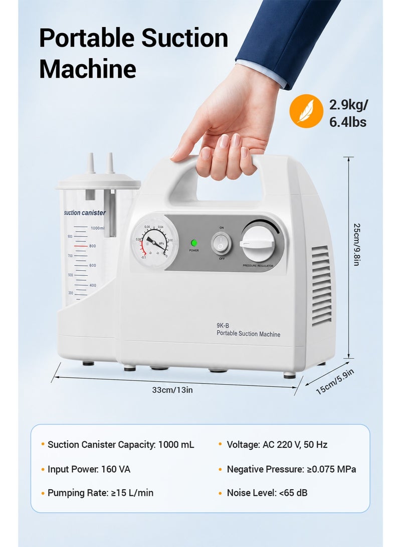 Varon Portable Suction Apparatus for Liquids, Portable Phlegm Suction - Image 3