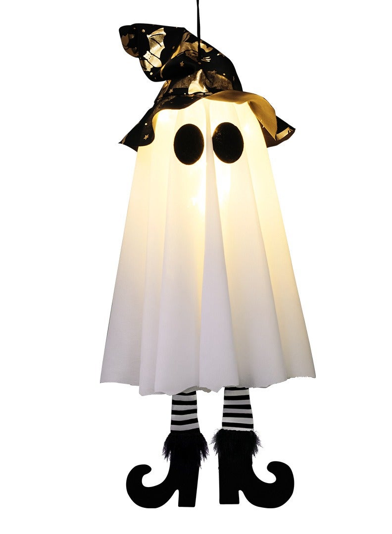 Halloween Hanging Ghosts, Halloween Decorations Outdoor Hanging Ghosts with Witch Hat,Glowing Ghost Witch Hat Lights, Halloween Ghost Decor for Yard Patio Garden Tree Outside - Image 3