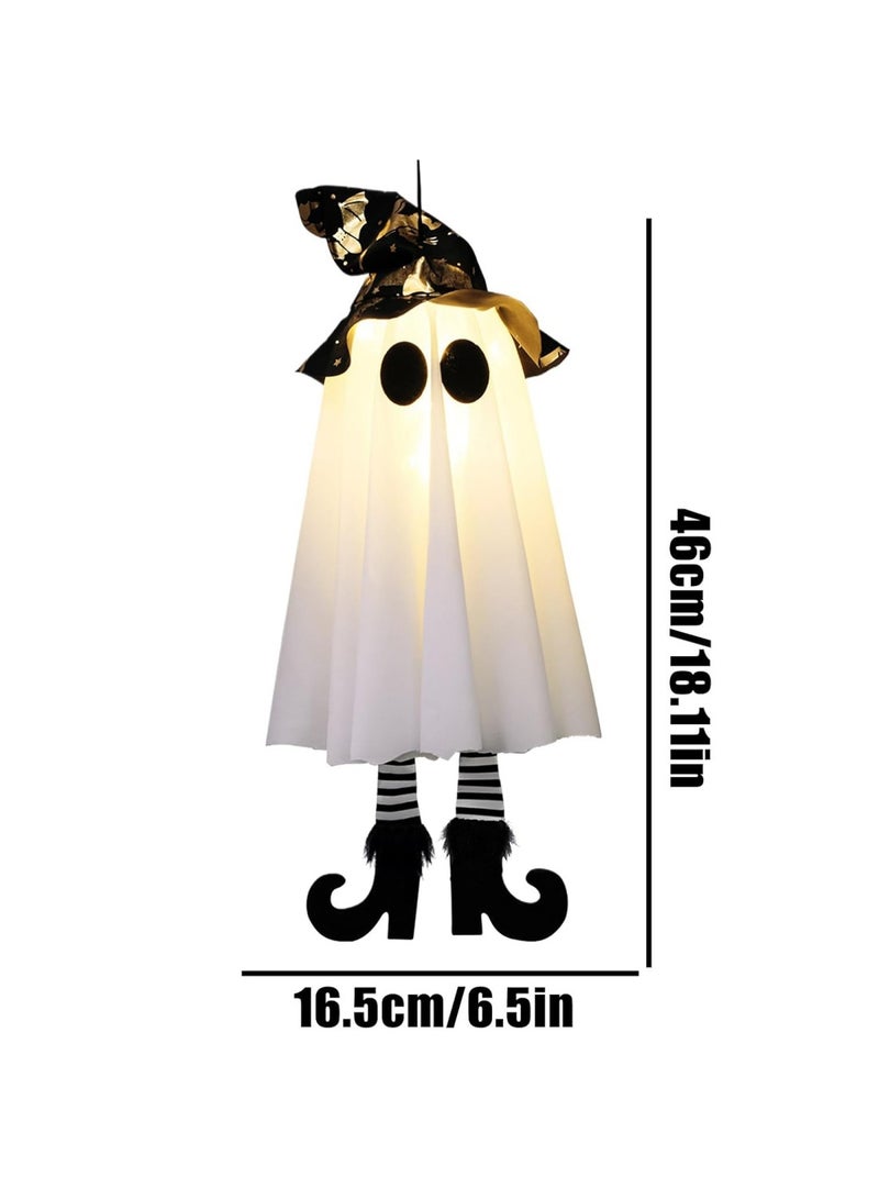 Halloween Hanging Ghosts, Halloween Decorations Outdoor Hanging Ghosts with Witch Hat,Glowing Ghost Witch Hat Lights, Halloween Ghost Decor for Yard Patio Garden Tree Outside - Image 2