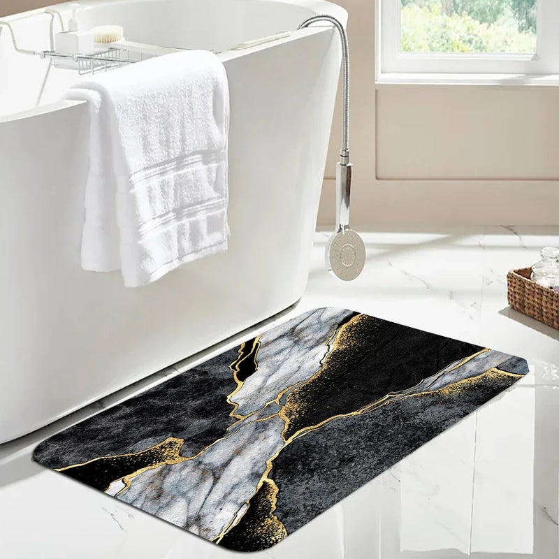 Y&D CF BS213 Sell Well Luxury Hotel Marbling Waterproof Shower Curtain  Bathroom Shower Curtain With Matching Bath Mat 4pcs - Image 5