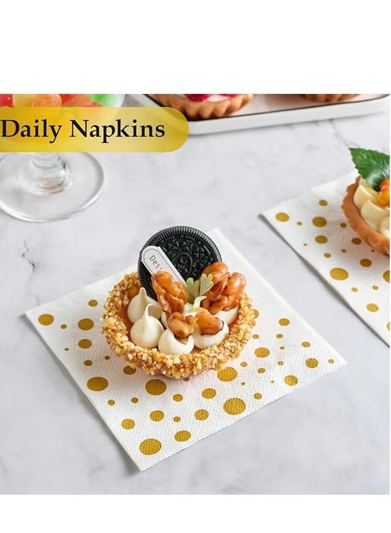 40 Pack Disposable Napkins Paper, 3-Ply Beverage Napkins, Disposable Gold Square Napkins, Perfect for Restaurant, Event, Bar, Wedding, Baby Shower and Birthday Party - Image 2