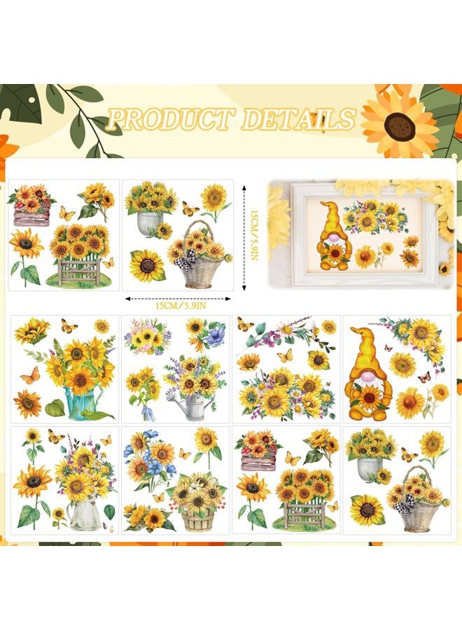 Wxiben Sunflower Rub on Transfers for Crafts - 12 Sheets Floral Butterfly Rub on Transfers for Furniture Gnome Flower Rub on Transfer Decal Stickers for Wood DIY Craft Scrapbooking Office Home Decor - Image 2