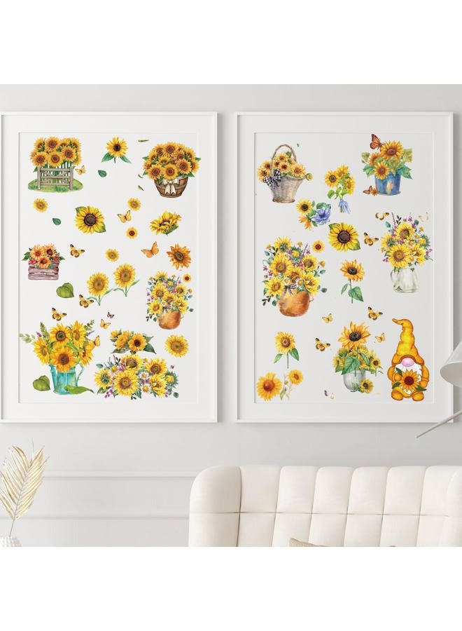 Wxiben Sunflower Rub on Transfers for Crafts - 12 Sheets Floral Butterfly Rub on Transfers for Furniture Gnome Flower Rub on Transfer Decal Stickers for Wood DIY Craft Scrapbooking Office Home Decor - Image 4