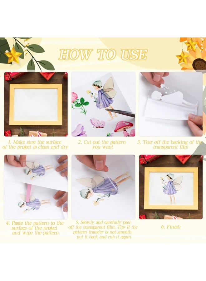 Wxiben Sunflower Rub on Transfers for Crafts - 12 Sheets Floral Butterfly Rub on Transfers for Furniture Gnome Flower Rub on Transfer Decal Stickers for Wood DIY Craft Scrapbooking Office Home Decor - Image 3
