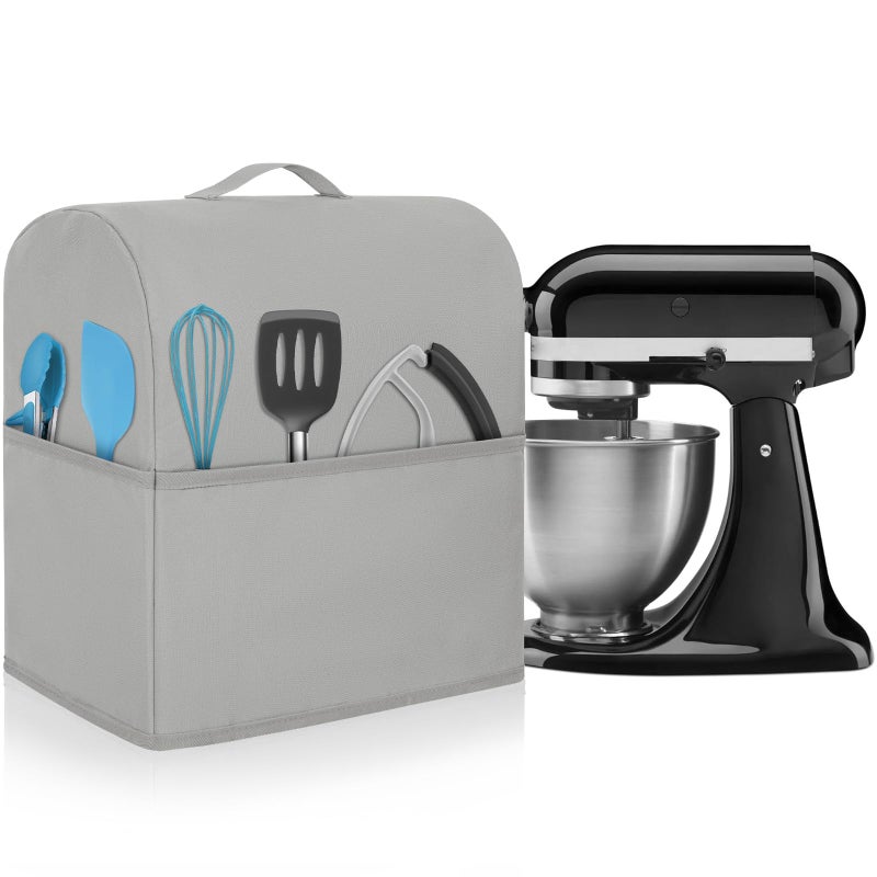 Freeamg Stand Mixer Dust Cover Compatible with Kitchenaid 455 Quart Waterresistant Kitchen Aid Mixer Cover with 3 Pockets and Handle Grey