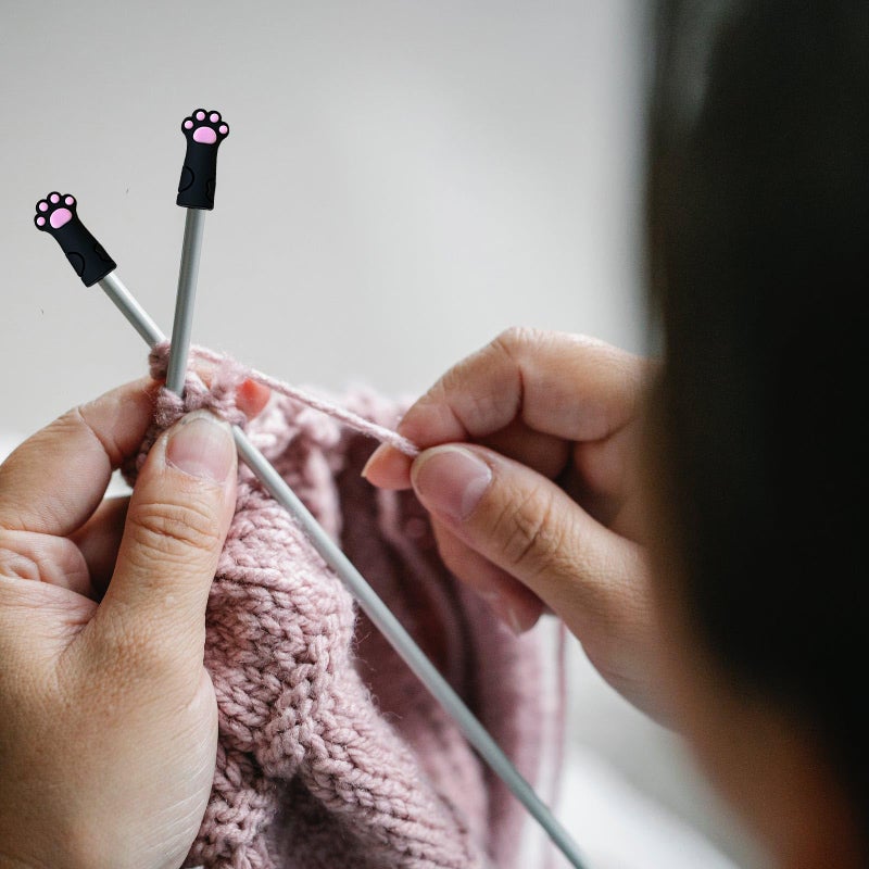 SPANSEE 6 PCS Stitch Stoppers for Small Knitting Needles, Knitting Accessories fit Sizes US 2.5-11 (3mm-8mm) Needles, Knitting Point Protectors, Knitting Needle Caps, Cat Paw Knitting Needle Stoppers - Image 4