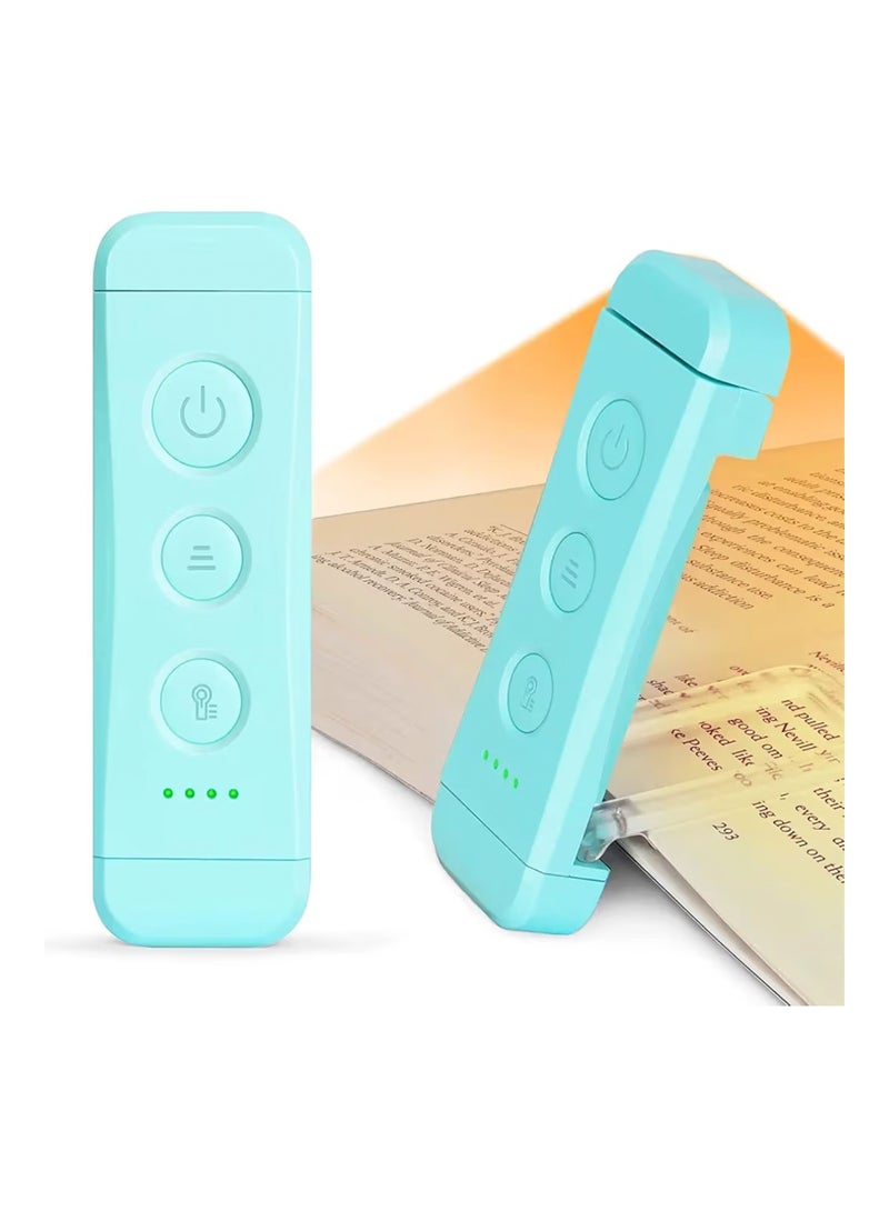 Glocusent USB Rechargeable Book Light for Reading in Bed, Portable Clip-on LED Reading Light, 3 Amber Colors & 5 Brightness Dimmable, Compact & Long Lasting, Perfect for Book Lovers, Kids（Blue） - Image 1