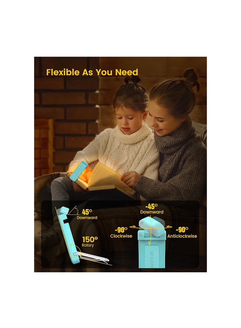 Glocusent USB Rechargeable Book Light for Reading in Bed, Portable Clip-on LED Reading Light, 3 Amber Colors & 5 Brightness Dimmable, Compact & Long Lasting, Perfect for Book Lovers, Kids（Blue） - Image 5