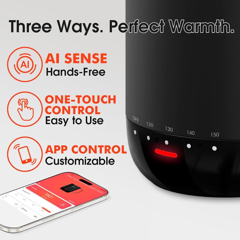 vsitoo S3 Pro 14oz Smart Self Heating Coffee Mug,Heated Coffee Mug with Auto-Sensing AI Heats Drinks to 120-150°F Hands-Free.Perfect for Home/Office,Ideal Gift fo Men/Women, Black - Image 4