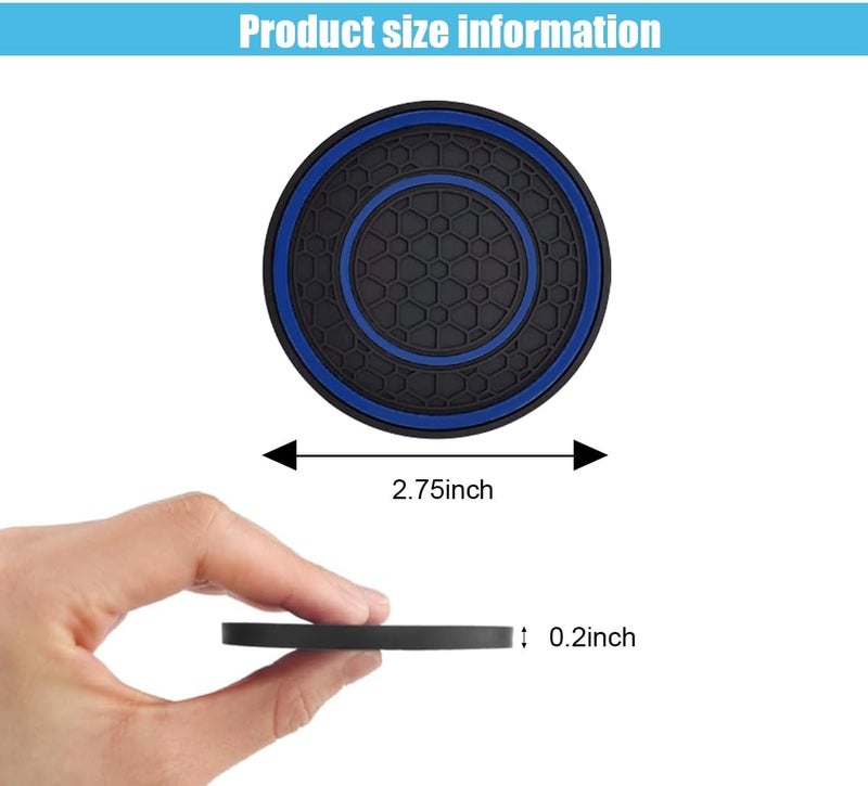smilfuy 2PCS Car Cup Holder Coasters, 2.75 Inch Auto Non-Slip Anti Dust Cup Mats, Console Cup Holder Insert Coaster Auto Insulated Mats, Universal Interior Accessories for Most Cars (Blue) - Image 2