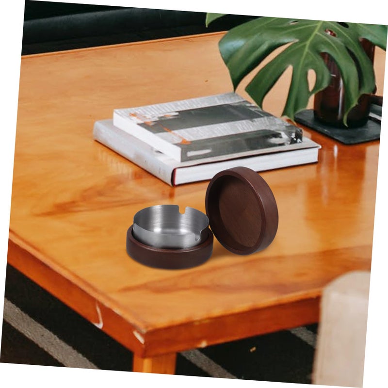 Wooden Car Ashtray With Stainless Steel Liner Portable Travel Ashtray For Smokers - Image 5