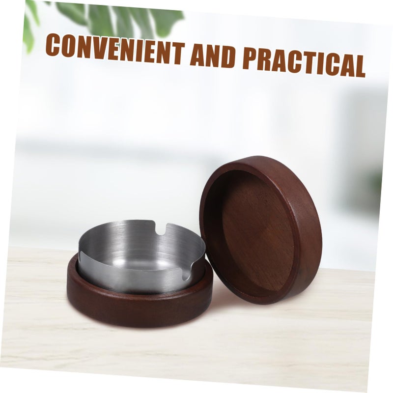 Wooden Car Ashtray With Stainless Steel Liner Portable Travel Ashtray For Smokers - Image 4