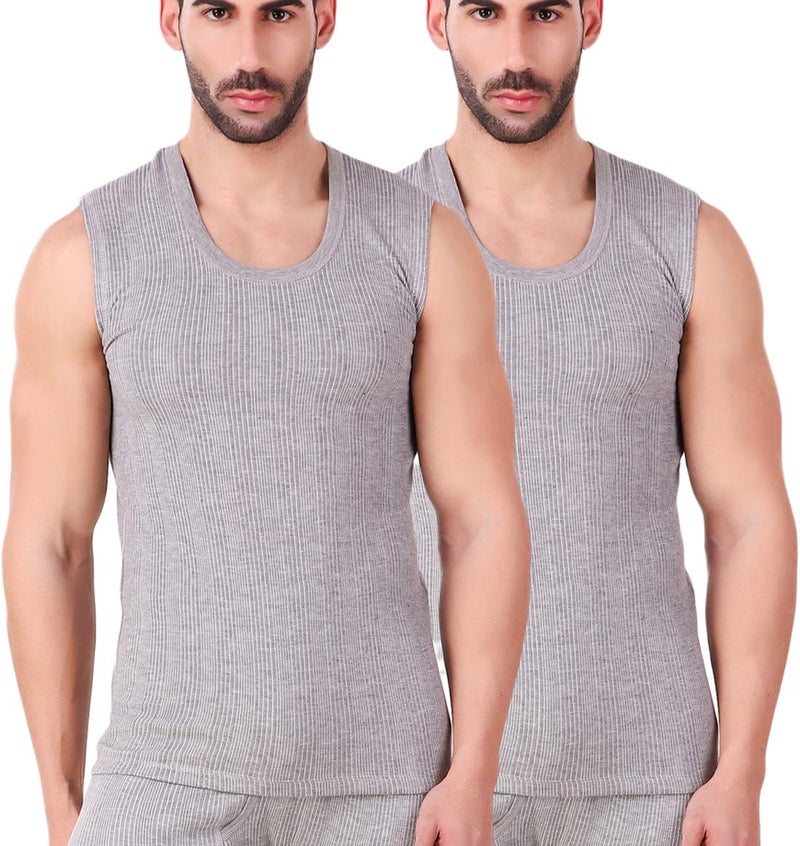 HAP Men's Quilted Thermal Top/Light Grey/Sleeveless/Mega Top/Vest/Premium Winter Innerwear/Pack of 2 - Image 1