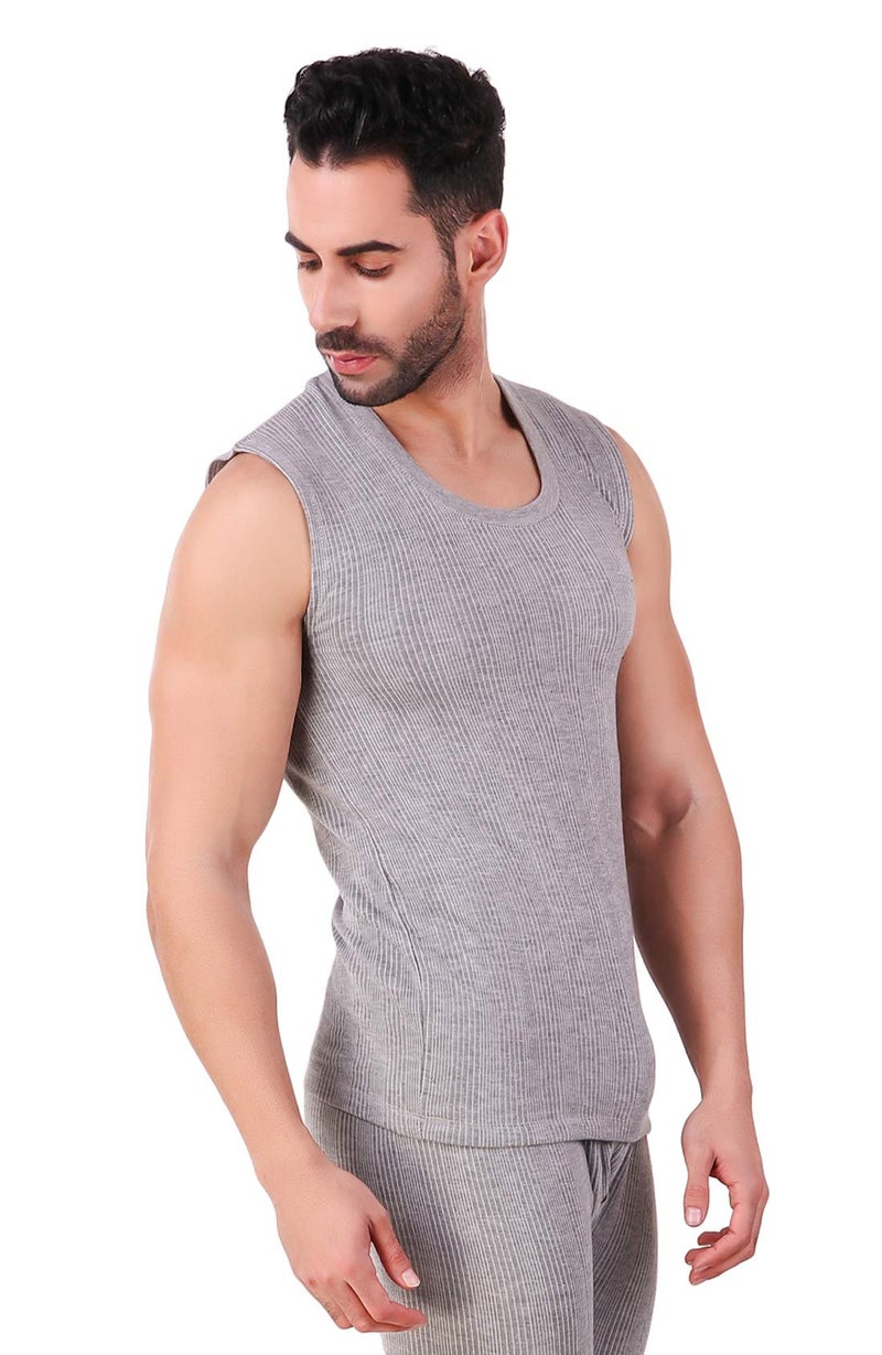 HAP Men's Quilted Thermal Top/Light Grey/Sleeveless/Mega Top/Vest/Premium Winter Innerwear/Pack of 2 - Image 3