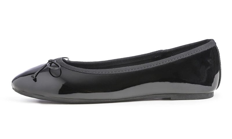 FEVERSOLE Women's Macaroon Colorful Memory Foam Cushion Insock Patent Ballet Flat Black Size 8.5 M US - Image 4