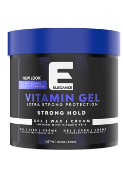 Elegance Elegance-E Series Vitamin Gel - Blue 500ml: Strong Hold, Flake-Free, Enriched with Pro-VB-5 for Long-Lasting Shine and Volume 
