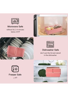 Arabest Bento Lunch Box, Work Lunch Box, Men's & Women's, Leak-proof Lunch Box 3 Compartment Pink Bento Box  - Image 4