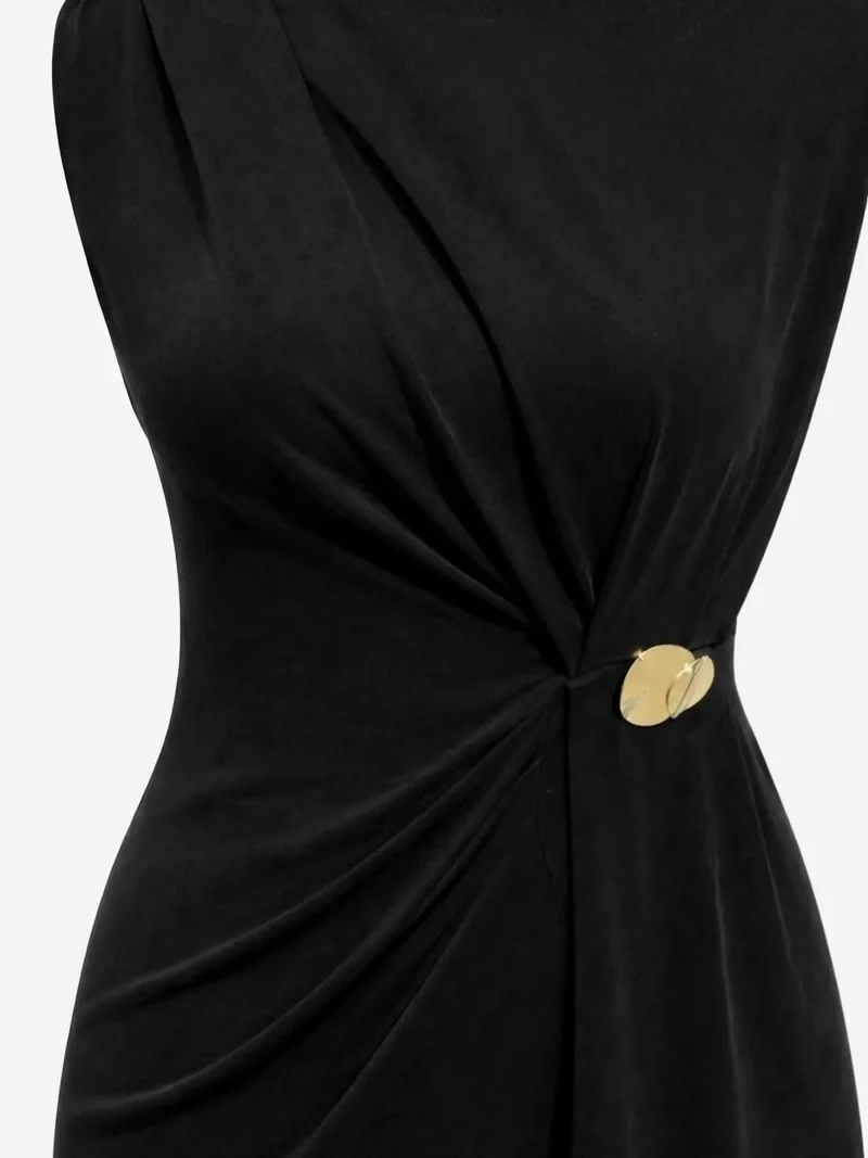 MixRay MIXRAY Fitted Midi Dress with Crew Neck