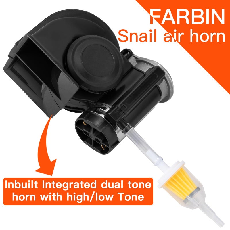 FARBIN Air Horn for Truck,Compact Train Horn,Electric Car Horn 12V 150db Super Loud with Wiring Harness for Any 12V Vehicles (Black) - Image 2