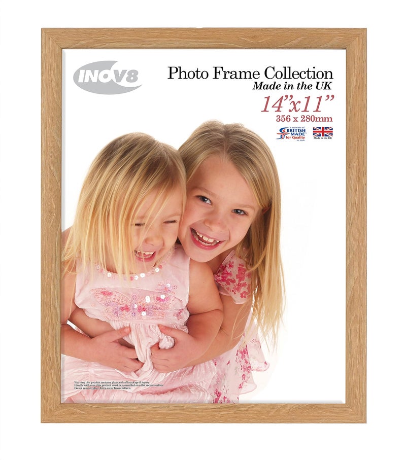 Inov8 Framing  Lime Oak 14x11 inch  35x28 cm  British Made Photo Frame  Wood Effect with Glass Picture Frame