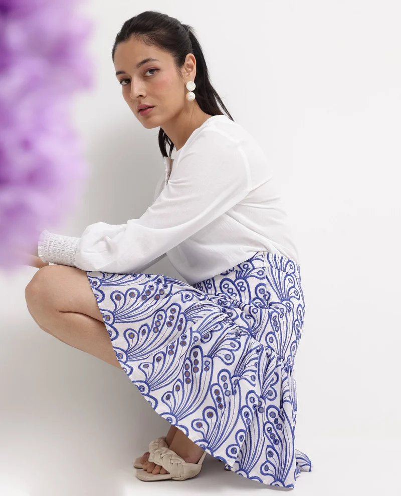 Rareism Women's Schiffli Mini Skirt