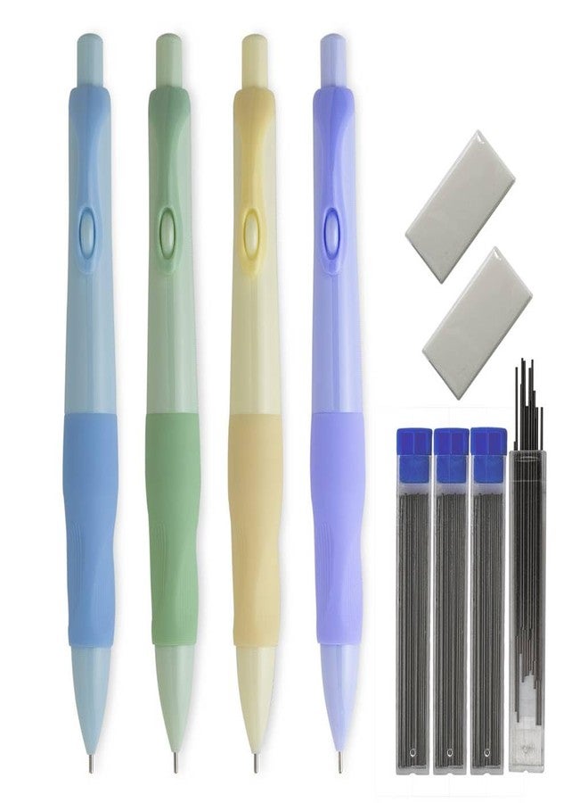 Idcrea Cute Mechanical Pencil Set 4 0.7 mm Leads Pencils 4 Casess Leads 2 Erasers for Student - Image 1