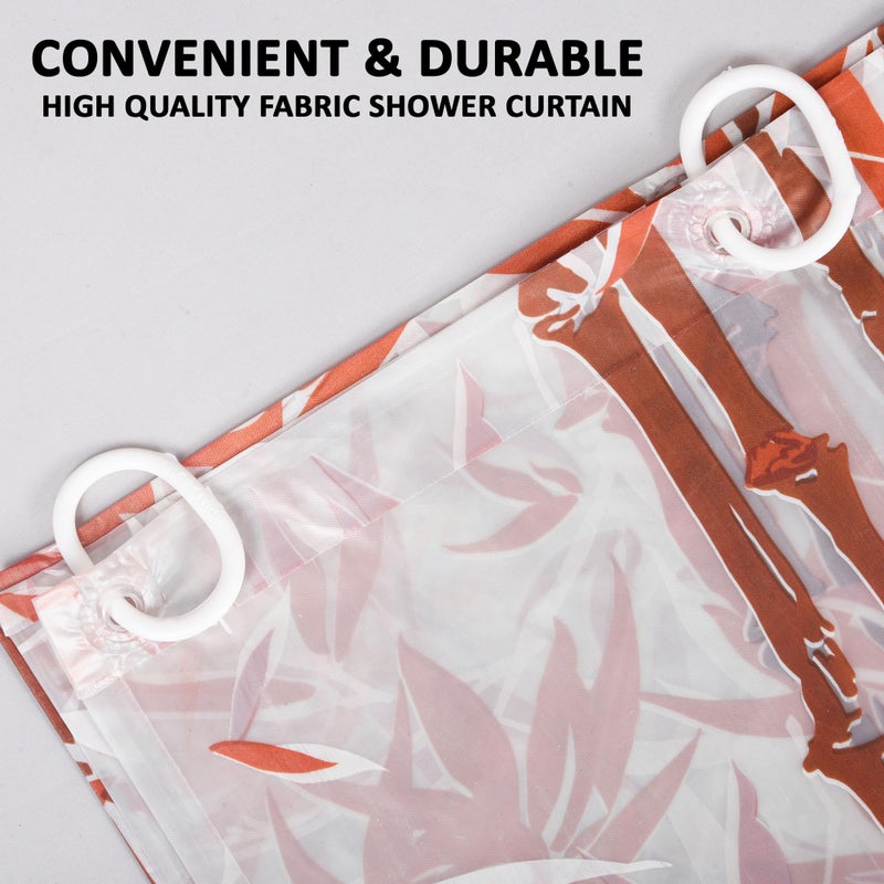 Kuber Industries (Pack of 6) Shower Curtain | 7 Feet | PVC Waterproof Window Curtain | Bathroom Shower Curtain | AC Curtains | Curtains for Bathtub | 8 Rings Curtain | Bamboo Print | Orange - Image 2