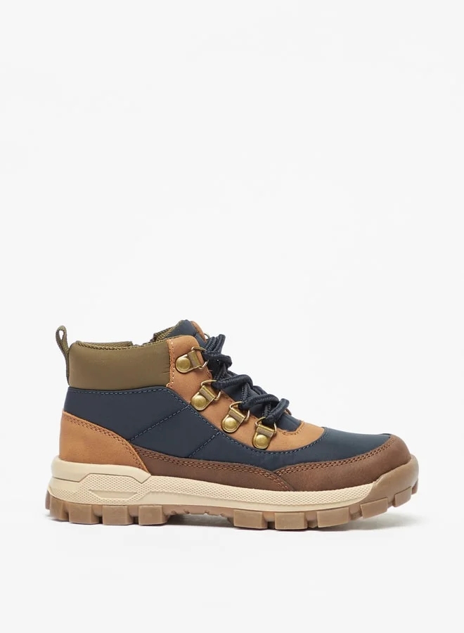 JUNIORS Boys Textured High Cut Boots With Zip Closure