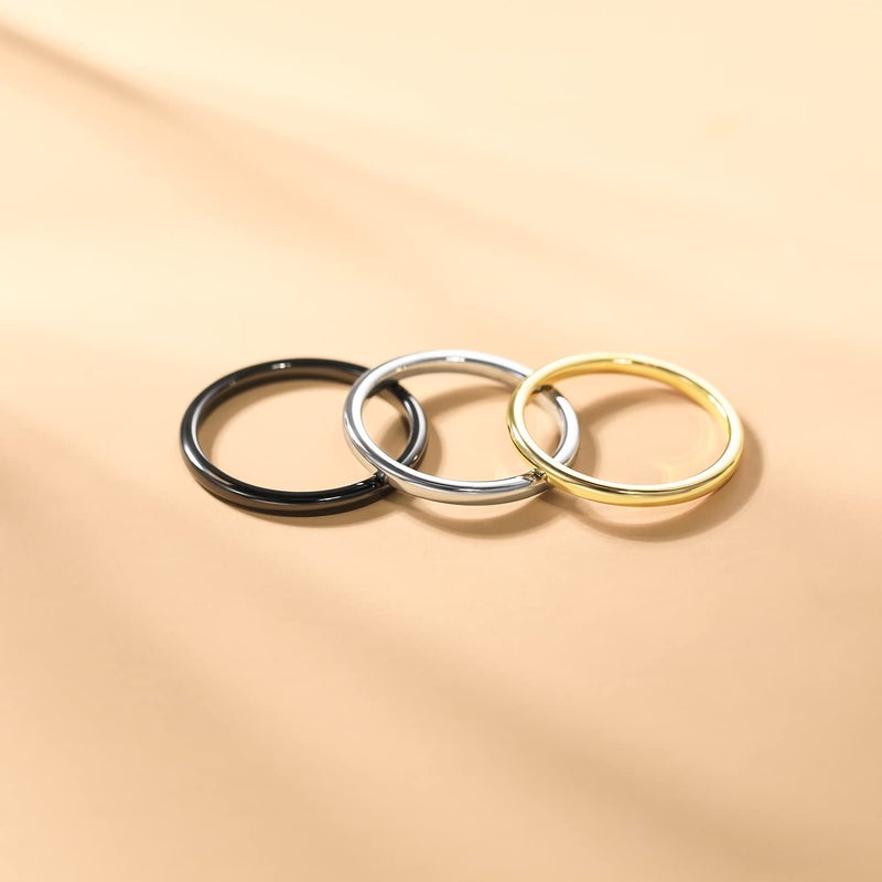 Greenpod 2mm Tungsten Wedding Band Ring for Women Men 24K Gold Plated Domed High Polish Engagement Ring Size 6 - Image 2