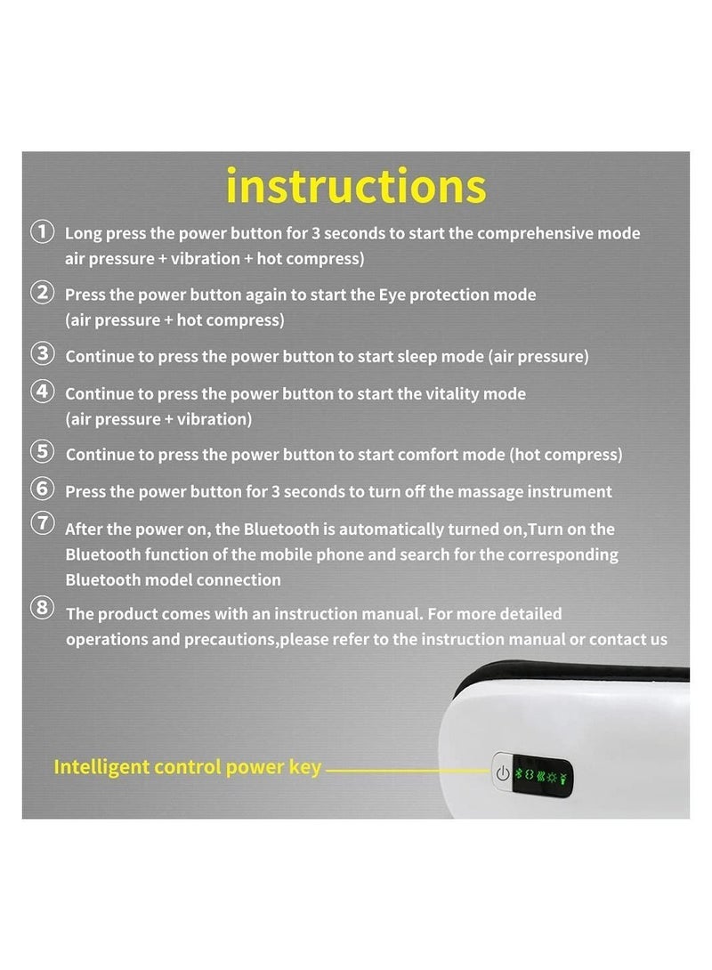 Generic Eye Fatigue Relief Foldable Eye Massager with Heat, Compression, Air Pressure, and Vibration Massage - Adjustable 5 Modes, Bluetooth Music, USB Rechargeable  - Image 3