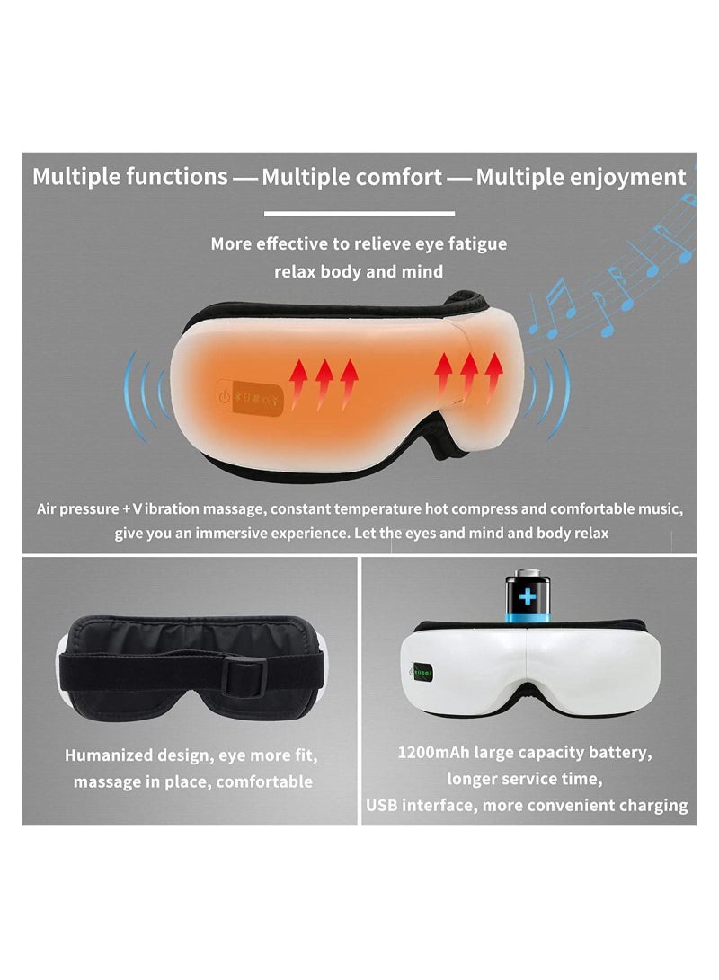 Generic Eye Fatigue Relief Foldable Eye Massager with Heat, Compression, Air Pressure, and Vibration Massage - Adjustable 5 Modes, Bluetooth Music, USB Rechargeable  - Image 2