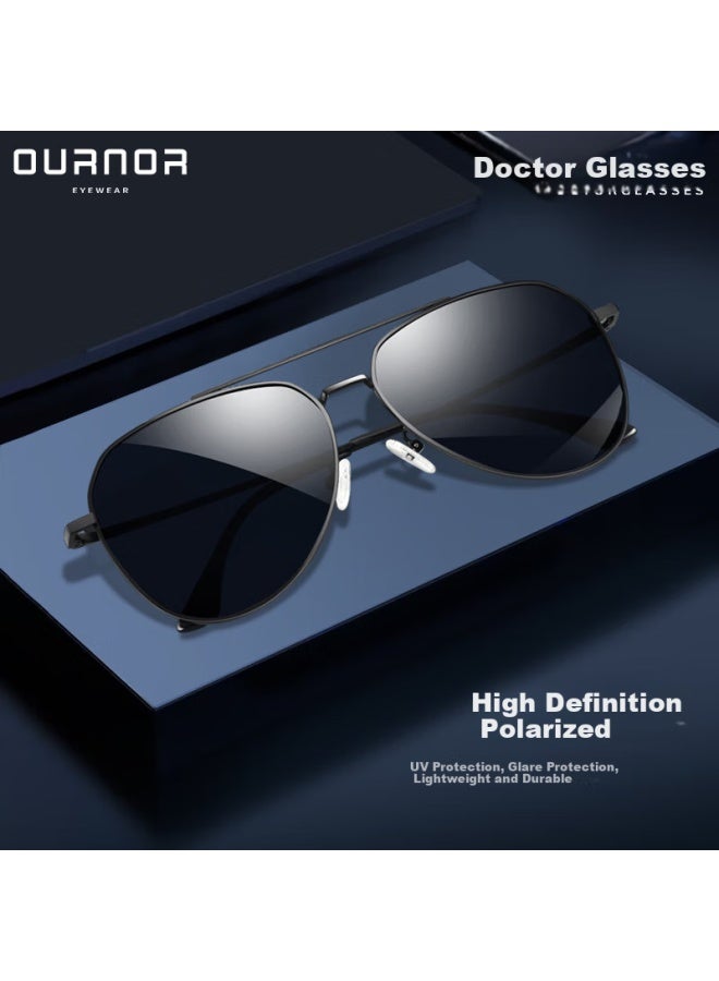Oona Ouna Doctor Gl Classic Aviator Sungl, Polarized Sungl Gl, Driving Anti-glare Frog-eye Gl, Black - Image 1
