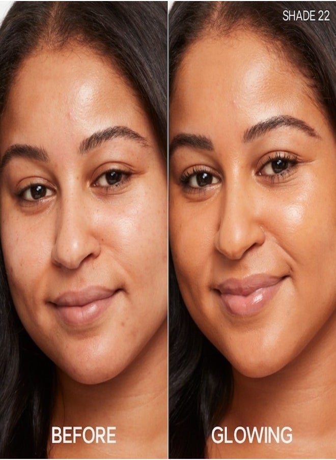 Saie SAIE   Glowy Super Skin Tint Foundation with Hyaluronic Acid , 22 Medium/Tan Olive Undertones 30ml - Lightweight, Hydrating Coverage  - Image 3