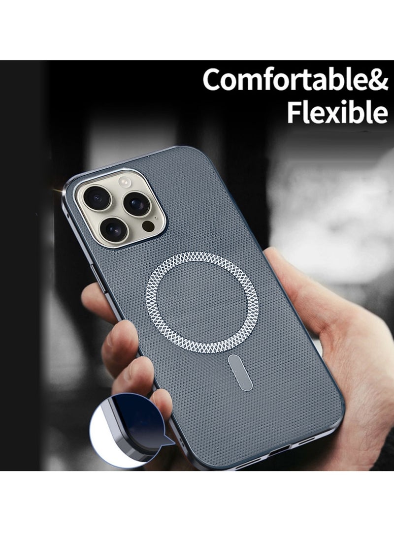 Wtech Apple iPhone 16 Pro Max 5G 2024 Premium Texture Case Magnetic Aramid Fabric Texture Designed Magsafe Case Cover - Grey - Image 3